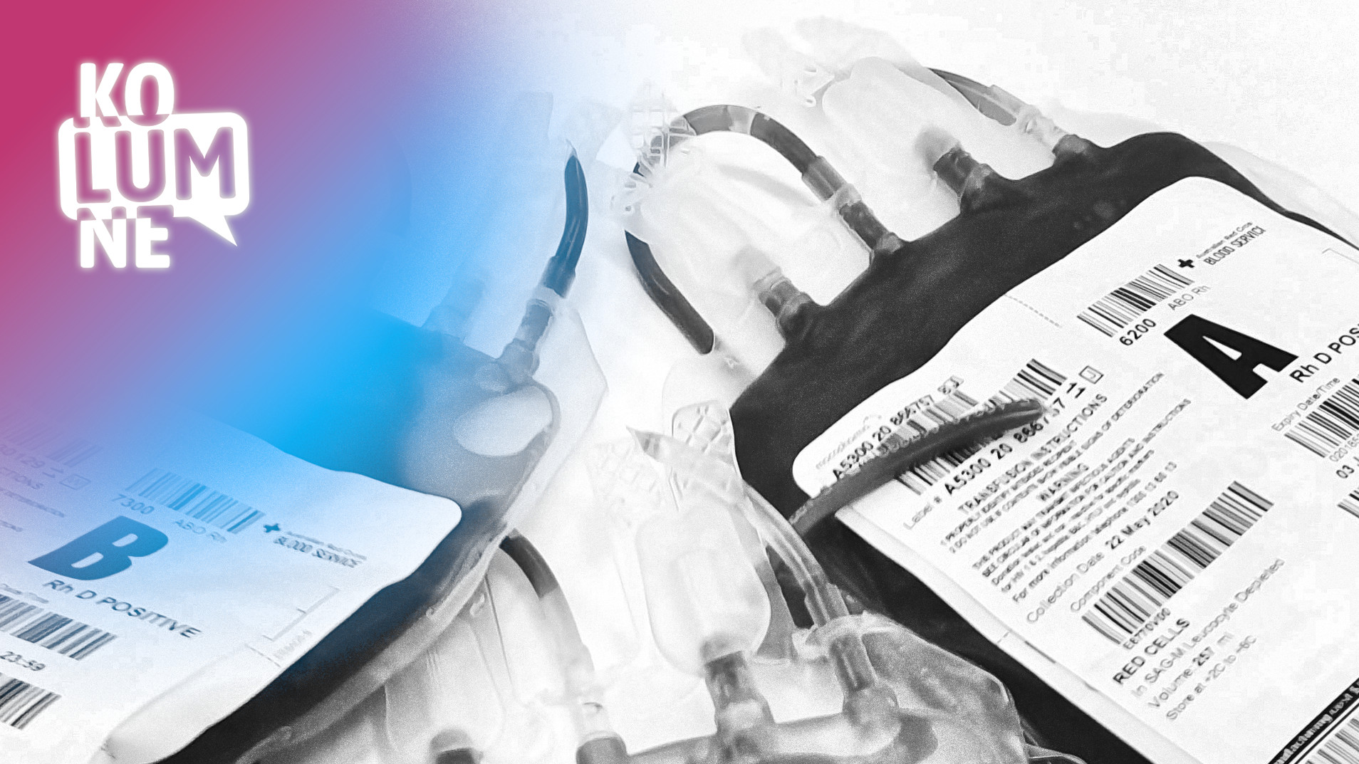 Blutspende-Beutel in schwarz-weiß