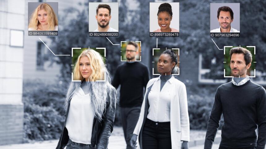 Ein Bild zeigt Gesichtern zugeordnete ID-Nummern