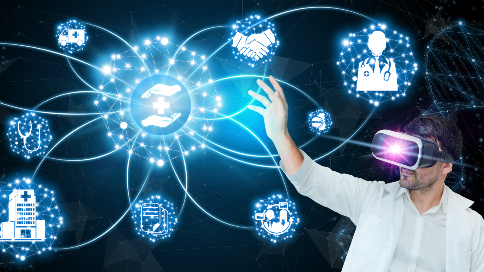 Ein Arzt mit VR-Brille