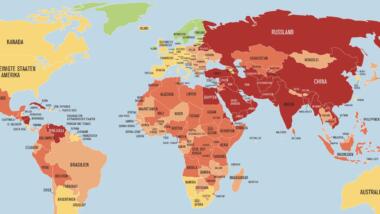 Weltkarte des Pressefreiheitsindexes.