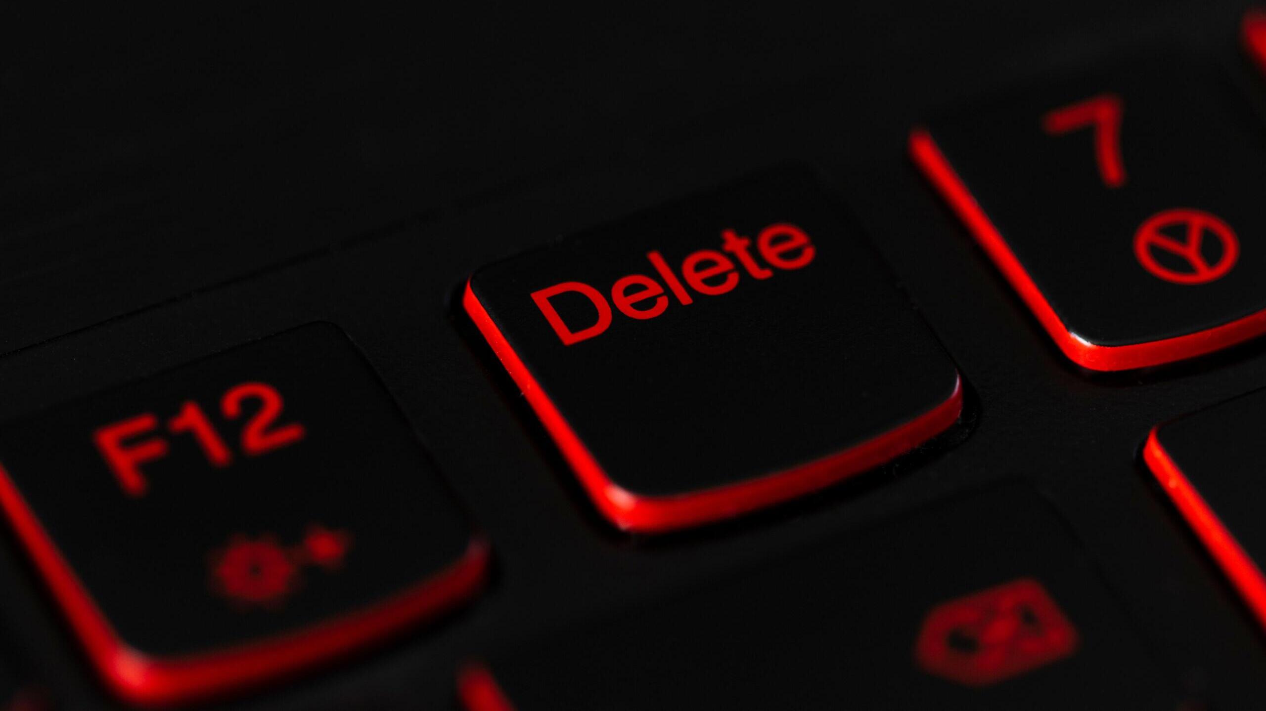 Tastatur mit Aufschrift Delete