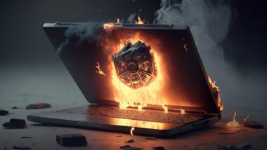 Ein brennender Laptop