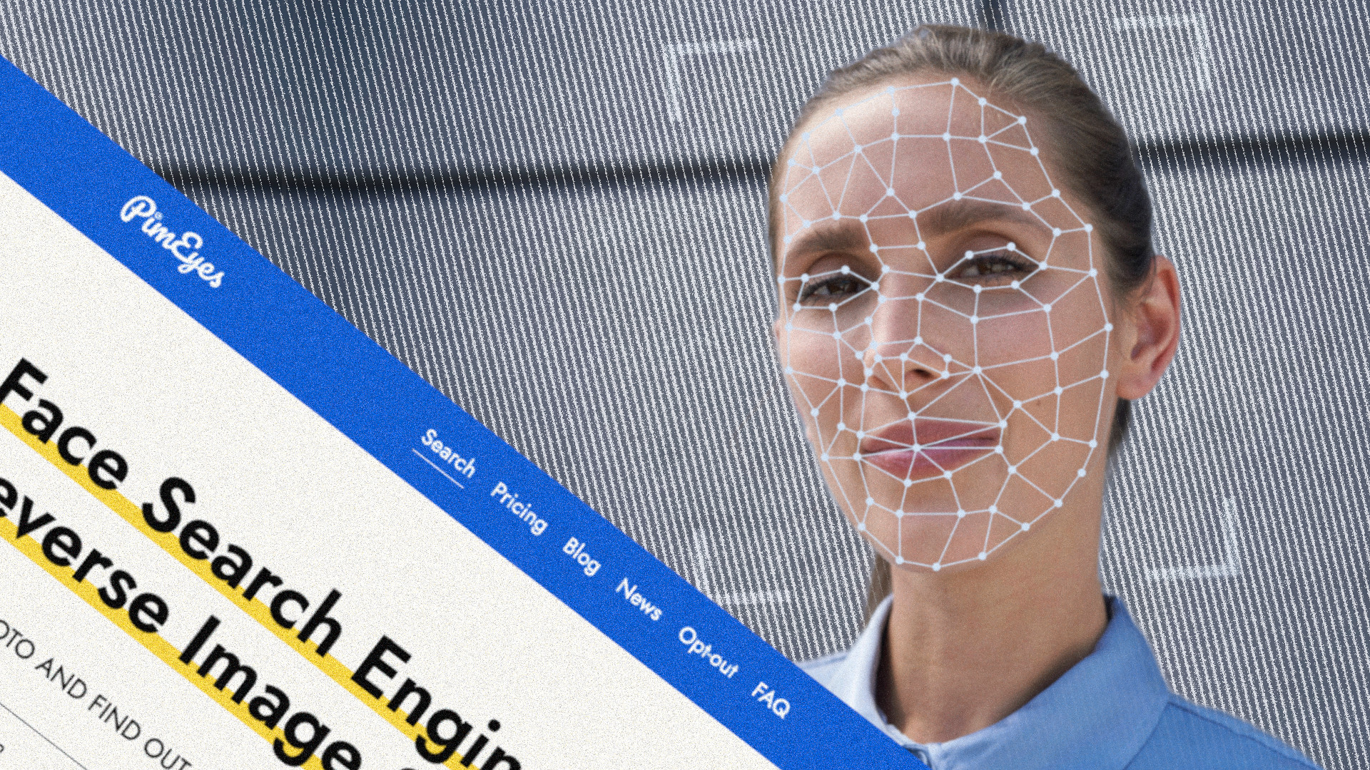 Eine Person im Fadenkreuz einer Gesichtserkennung. Ein Screenshot von PimEyes