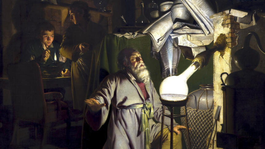 Der Alchemist auf der Suche nach dem Stein der Weisen (1771) von Joseph Wright of Derby