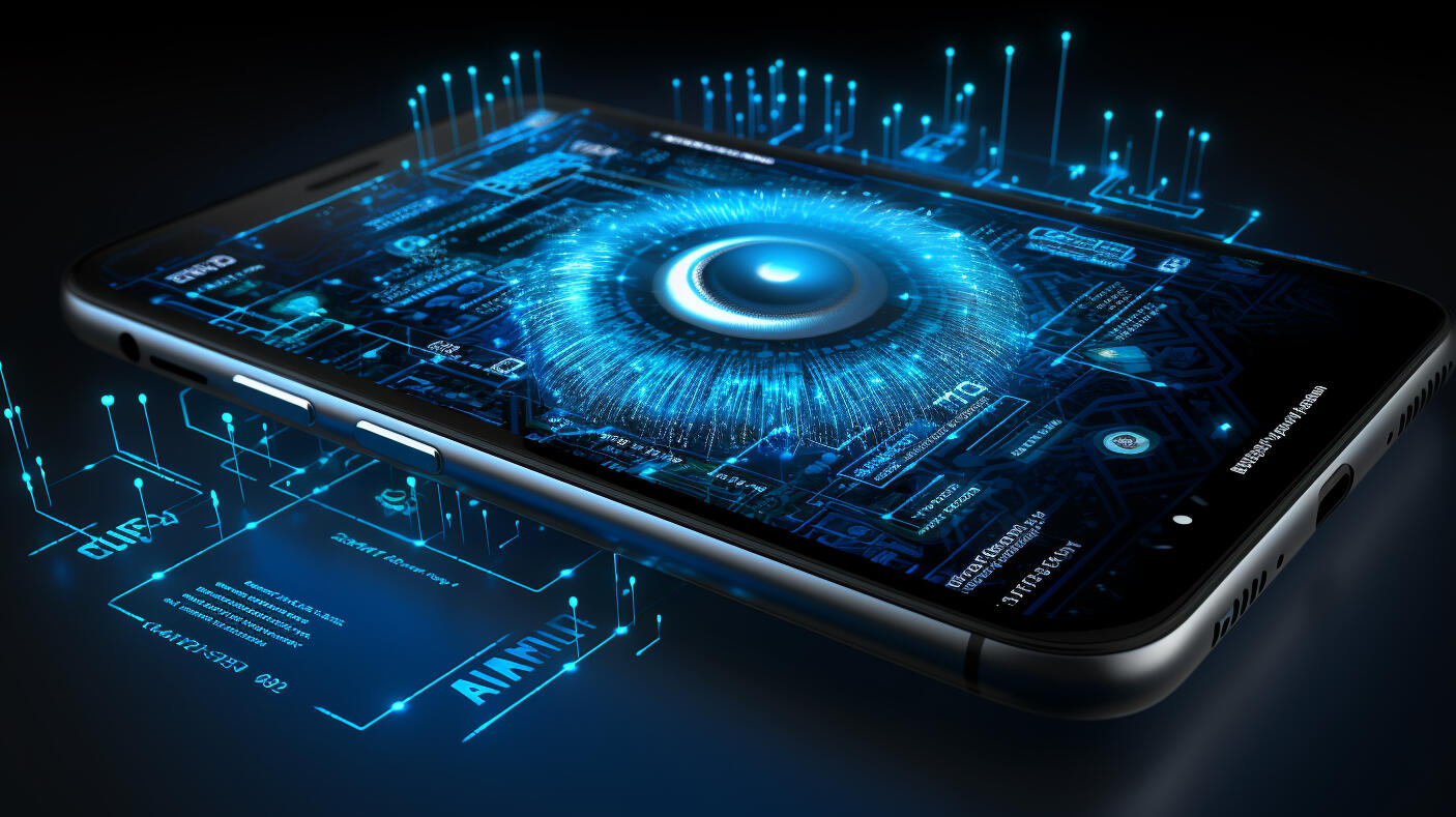 Auge schaut aus Handy