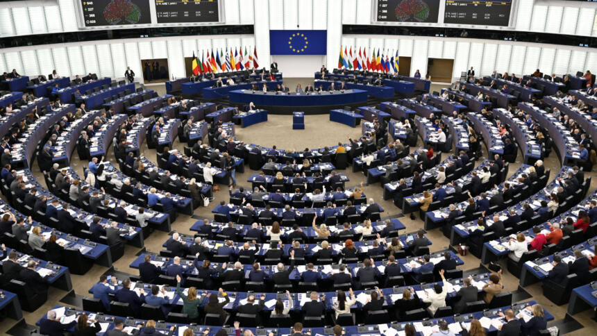 Der Plenarsaal des Europaparlaments in Straßburg
