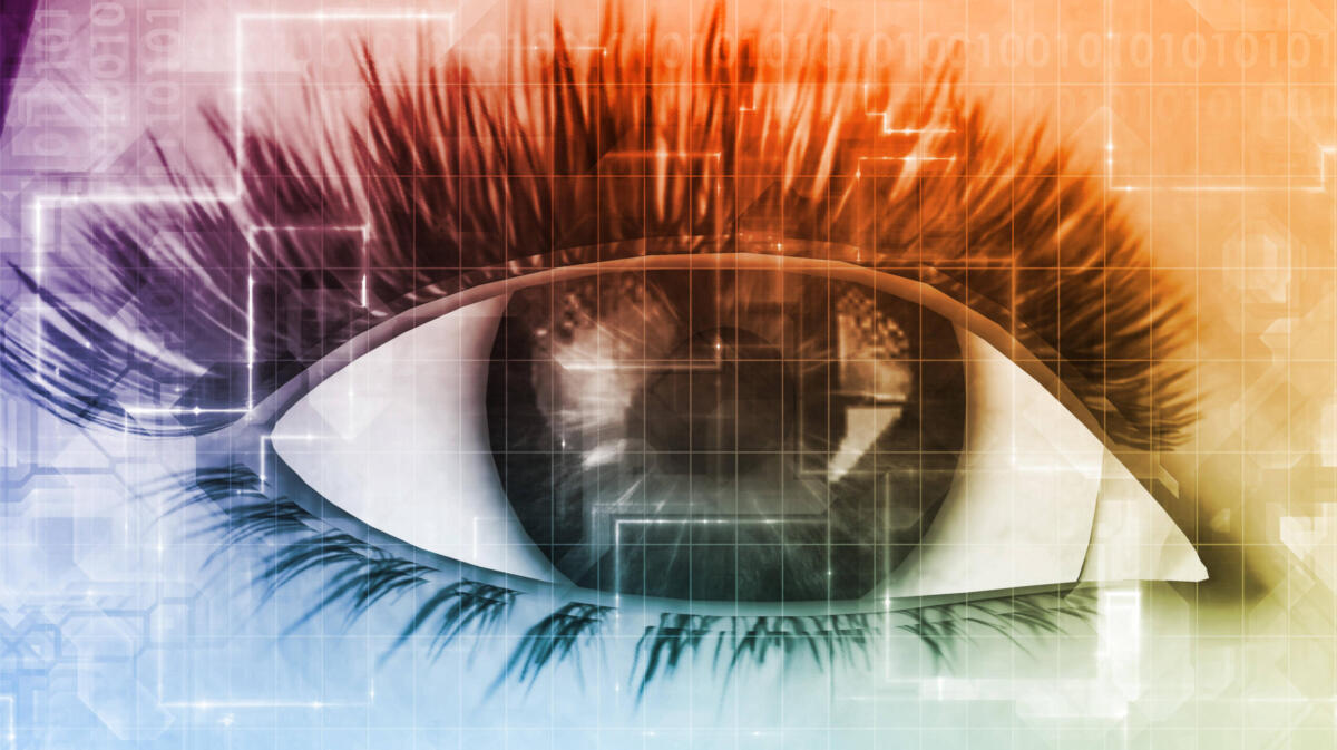 Augen mit digitalen Anmutungen.