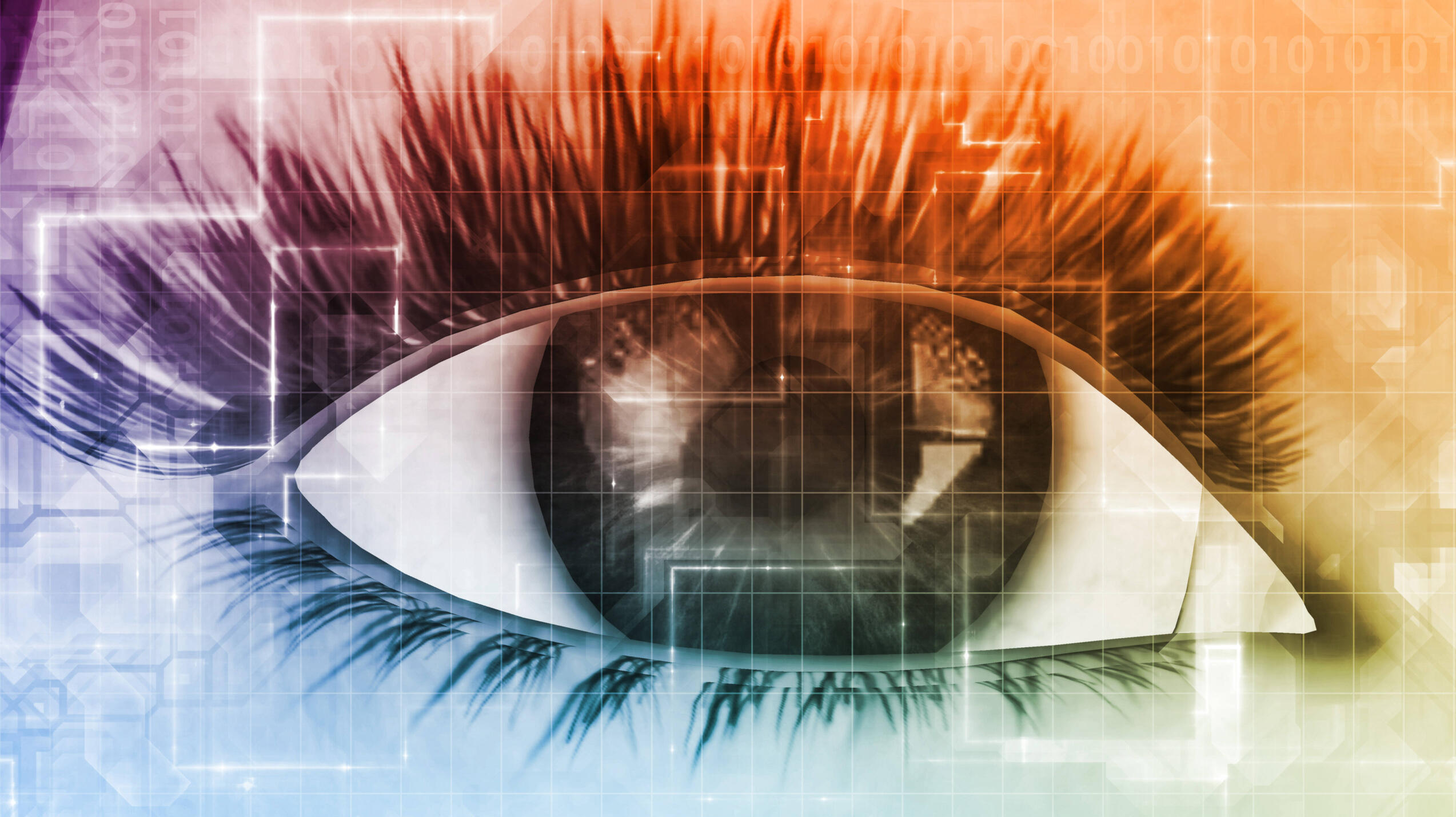 Augen mit digitalen Anmutungen.