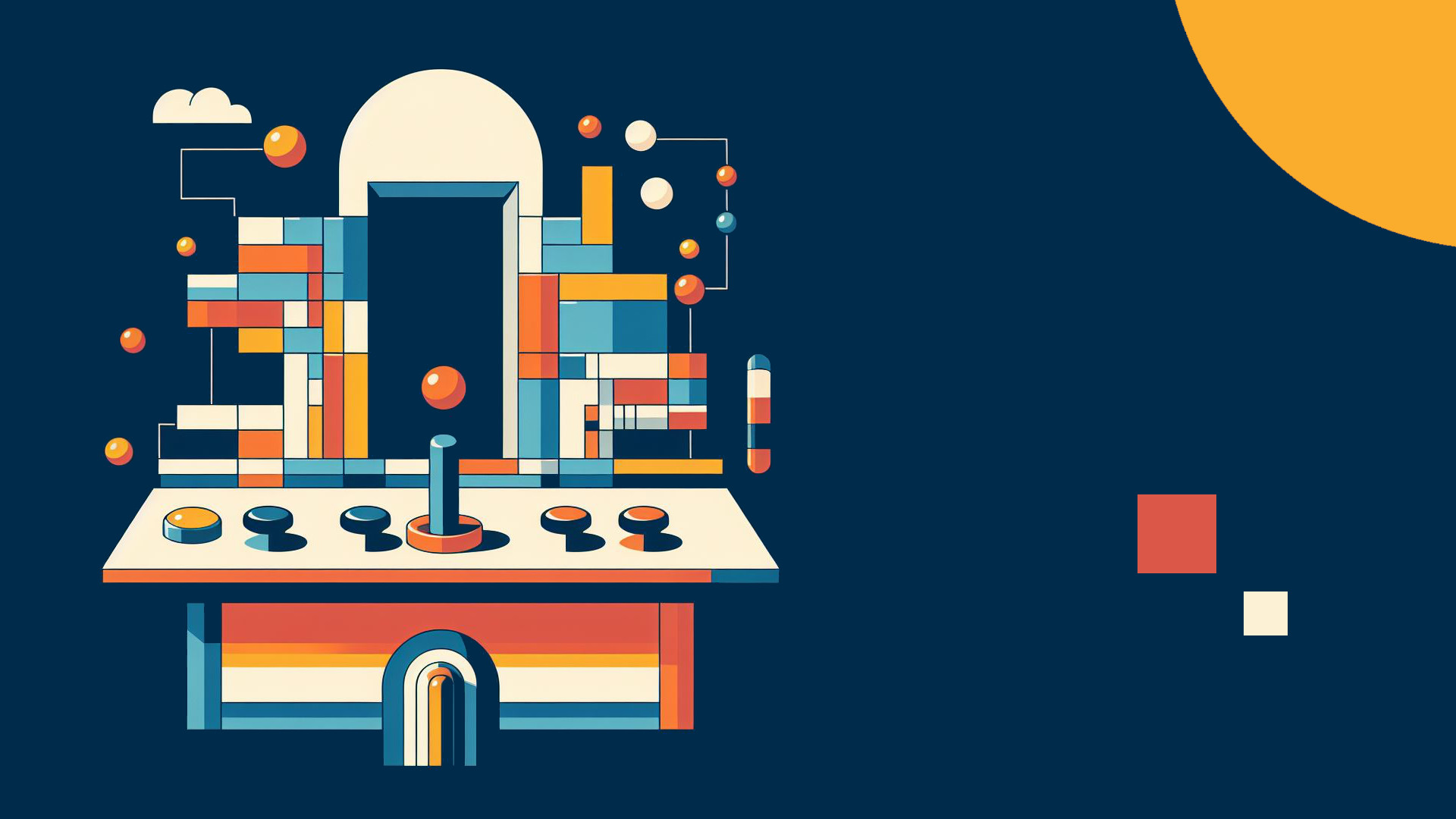 Eine Arcade-Konsole in Bauhaus-Optik.