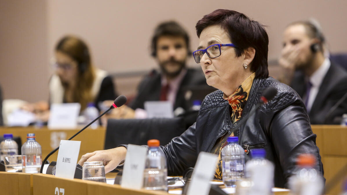 Birgit Sippel spricht in ein Mikrofon