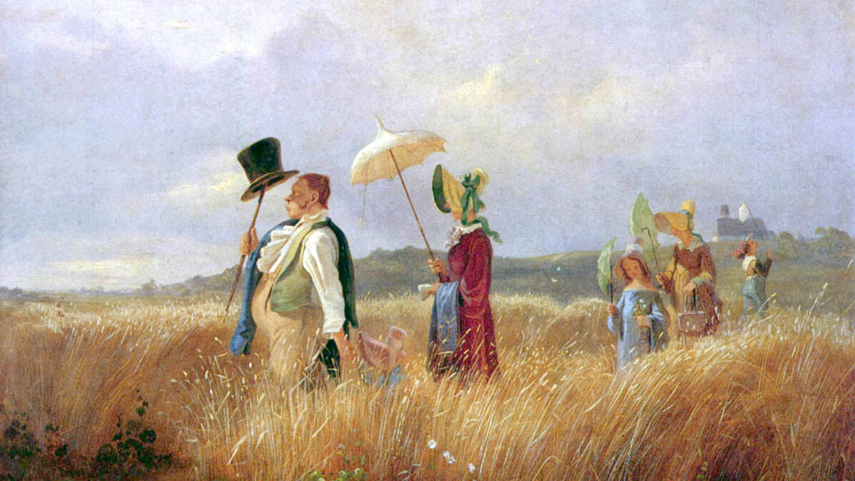 Gemälde mit Familienausflug.