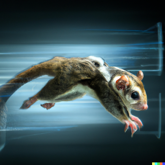 Ein Datenhörnchen fliegt durch das Cyber