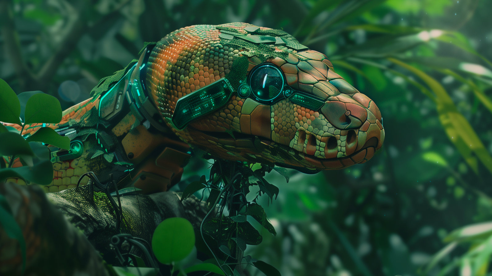 Eine Robotor-Python im Dschungel