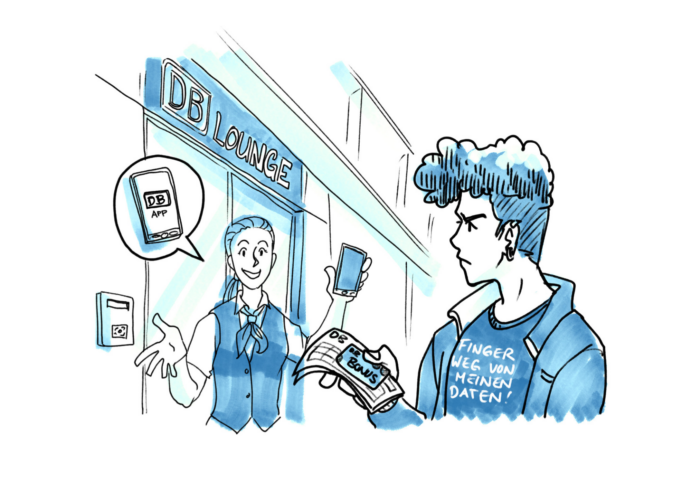 Digitalzwang bei der Bahn, eine Illustration