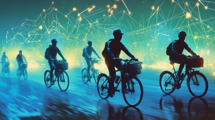 Menschen auf Fahrrädern