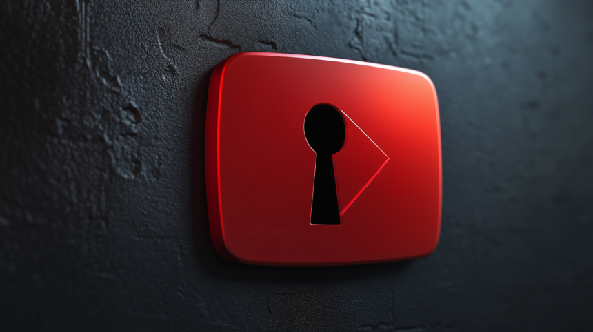 Das Youtube-Logo mit einem Schlüsselloch darin.