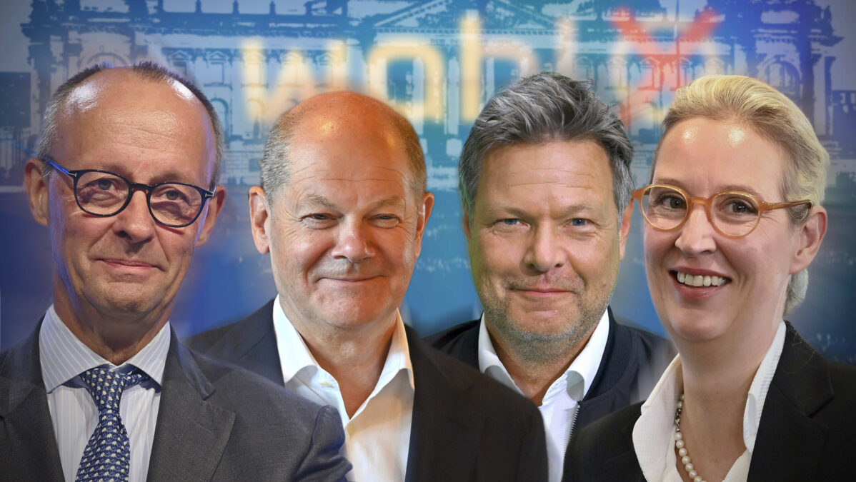 Friedrich Merz, Olaf Scholz, Robert Habeck, Alice Weidel