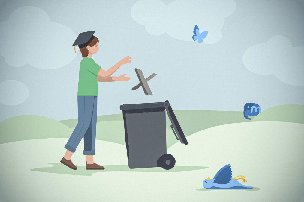 Illustration zum X-Twitter-Ausstieg diverser Wissenschaftsorganisationen