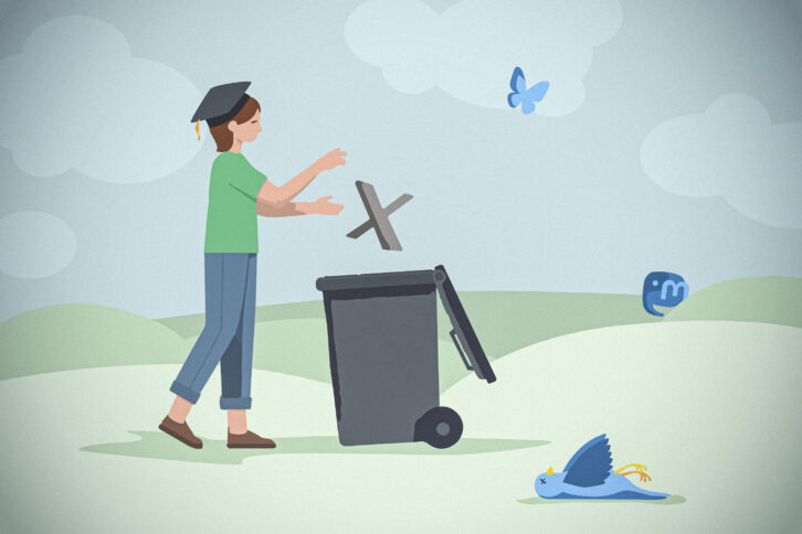 Illustration zum X-Twitter-Ausstieg diverser Wissenschaftsorganisationen