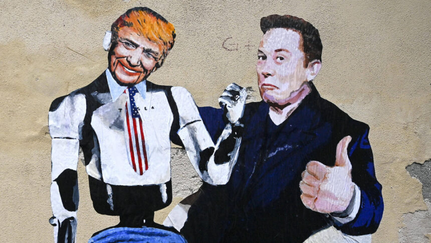 Streetwart mit Trump und Musk