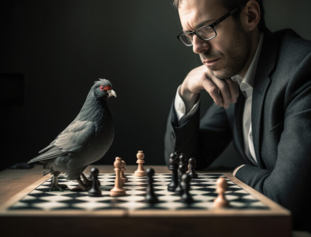 Schachspiel mit Taube