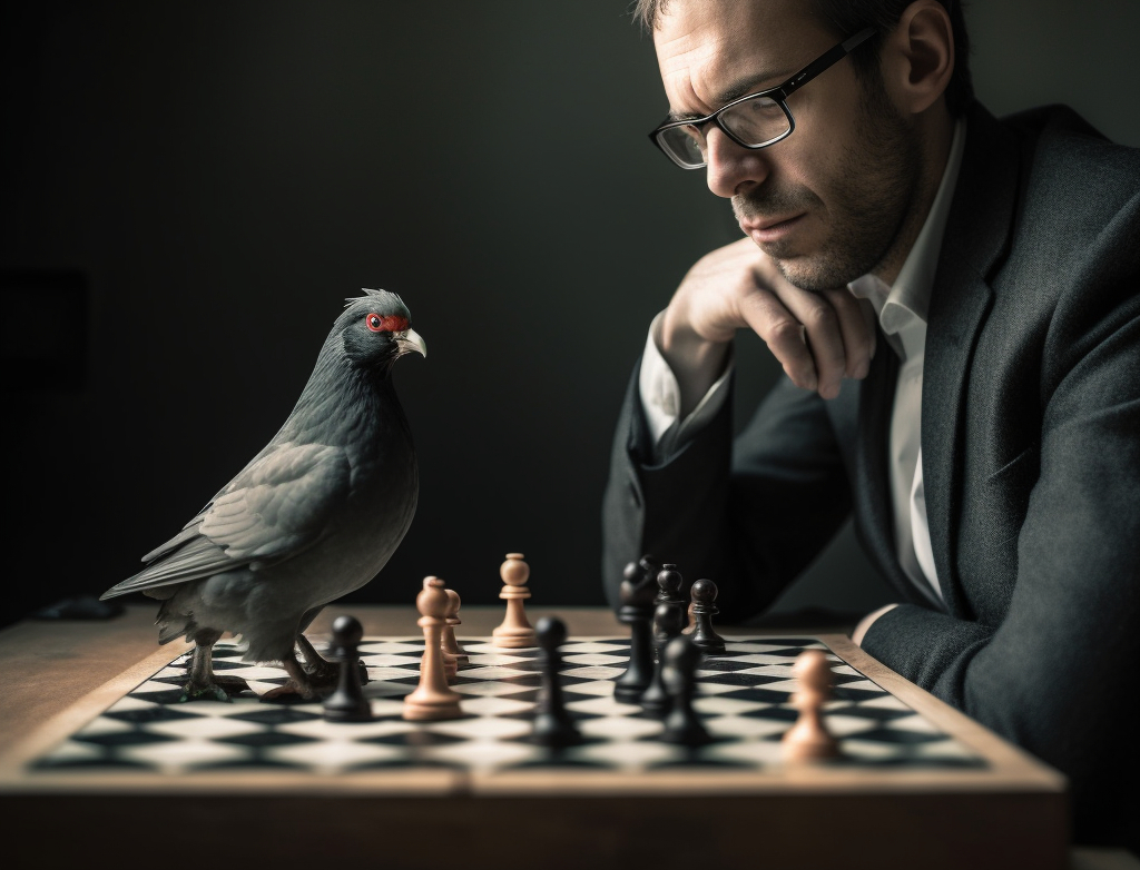Schachspiel mit Taube