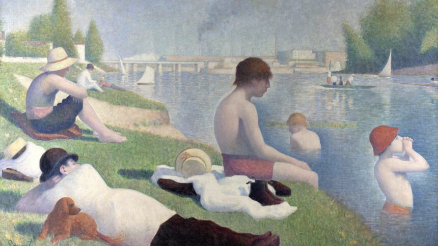 Das Bild von Georges Seurat mit dem Titel "Badestelle in Asnières" (1884)
