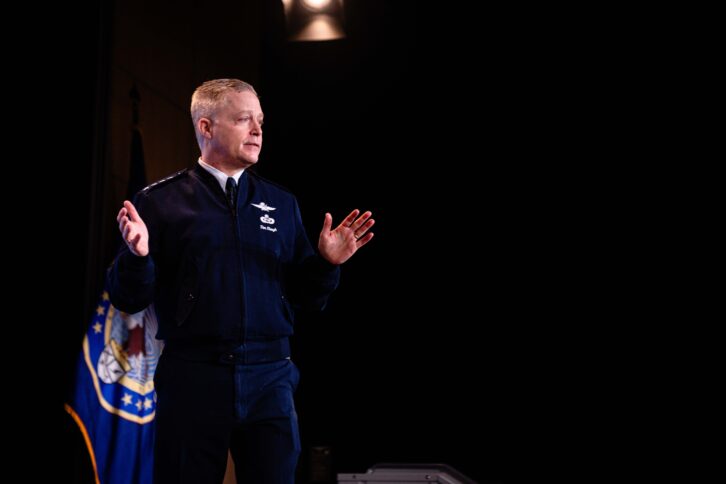 Der US-Luftwaffengeneral, Befehlshaber des US CYBERCOM und NSA-Chef, Timothy Haugh, am 20. Februar 2025 in Fort Meade, dem Hauptsitz der NSA.