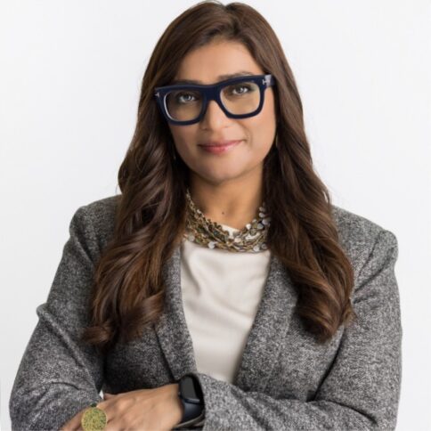 A woman with glasses