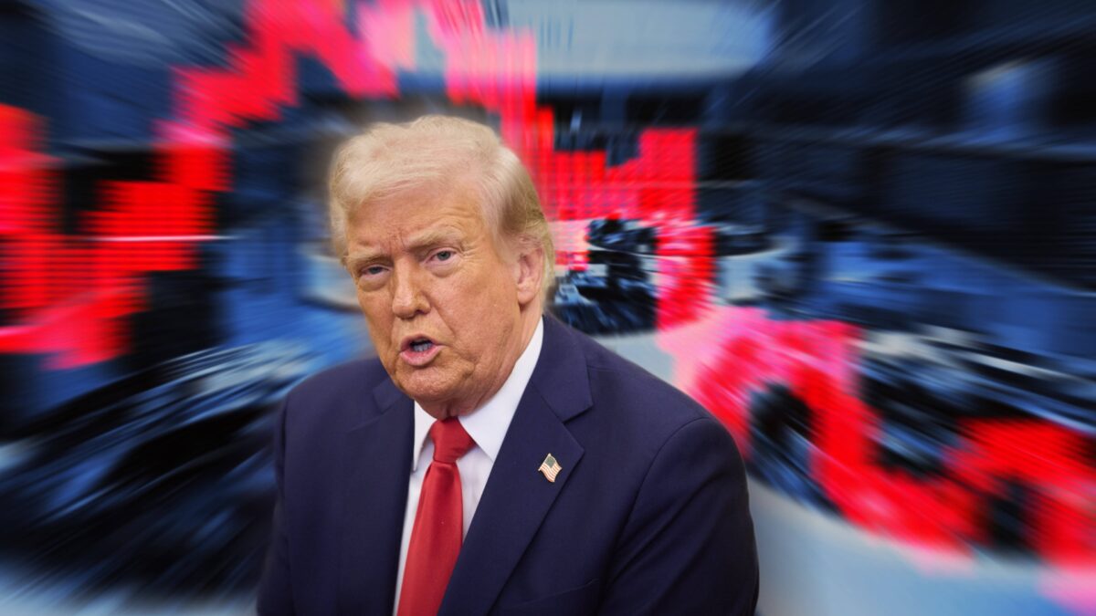 Donald Trump vor in den Keller rasselnden Börsenkursen.