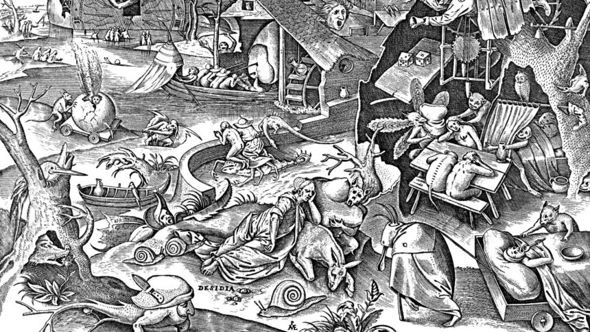 Kupferstich, lauter faule Menschen