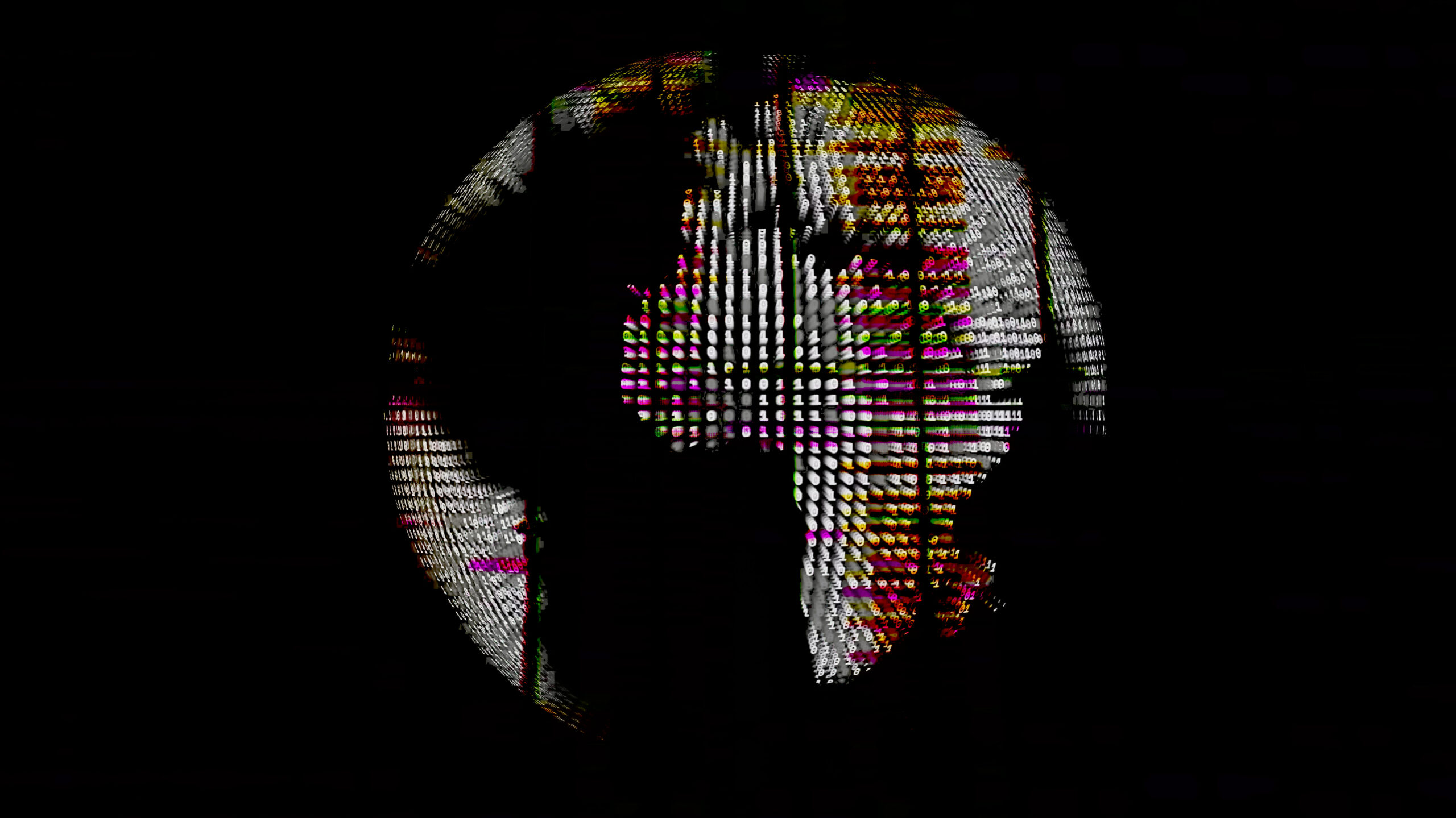 Eine Welt, auf der die Kontinente mit 1 und 0 ausgefüllt sind