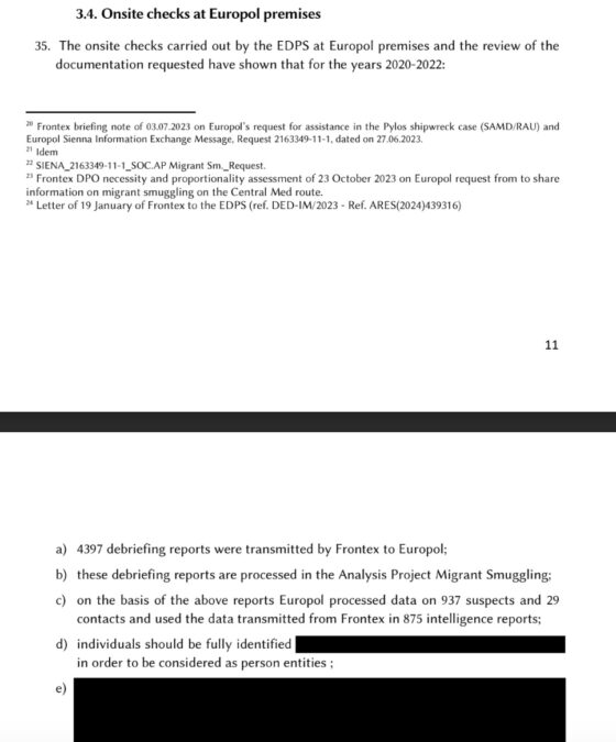Auszug aus dem Bericht des Europäischen Datenschutzbeauftragten