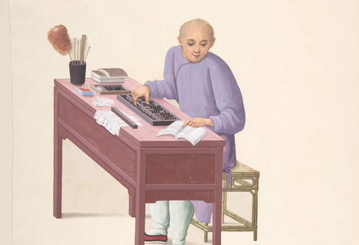 Chinesischer Mann mit Abakus, 19. Jahrhundert