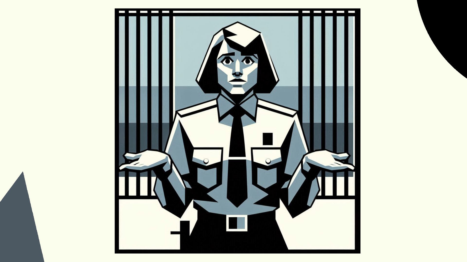 Eine Sicherheitsbeamtin macht die Shruggie-Geste