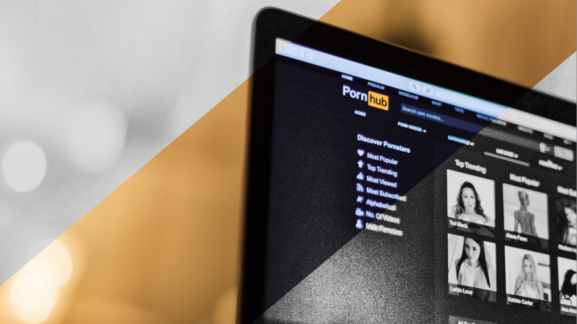 Laptop mit geöffneter Pornub-Startseite im Browser