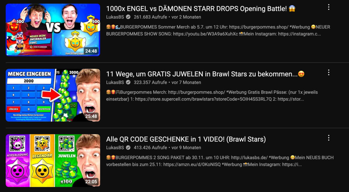 Video-Uploads auf YouTube zu BrawlStars