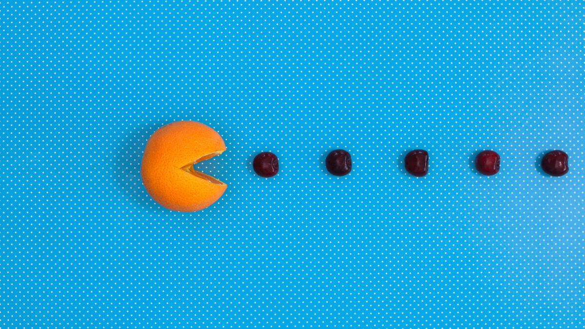 Ein Pacman frisst Sachen auf.