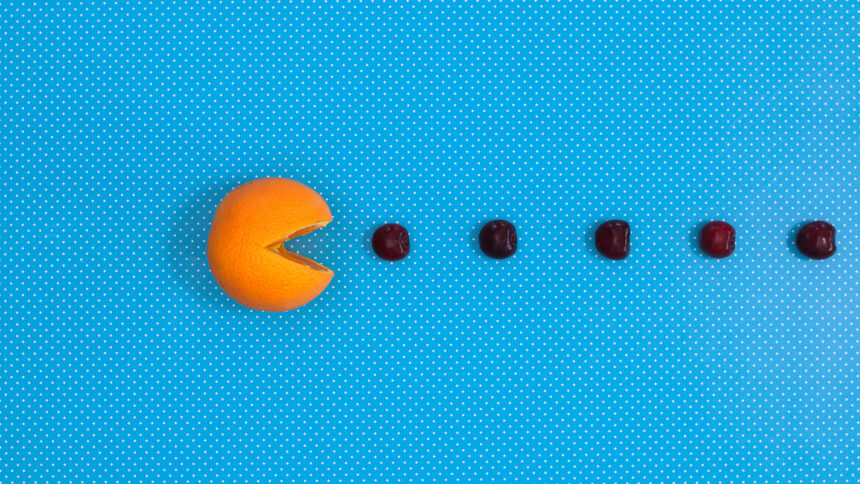 Ein Pacman frisst Sachen auf.