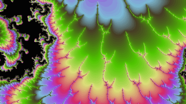 Fraktal in grün, gelb pink, blau