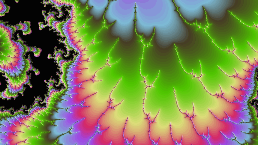 Fraktal in grün, gelb pink, blau
