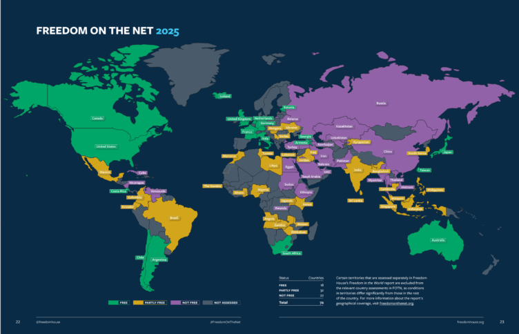 Landkarte mit bunten Ländern auf dunkelblauem Hintergrund.