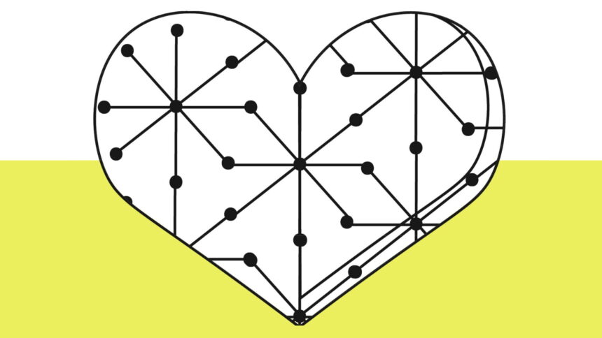 Ein Herz mit symbolisierter Halbleiterstruktur