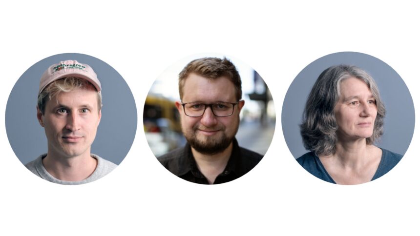 Drei kreisförmige Profilfotos: Ingo, Sebastian, Anke