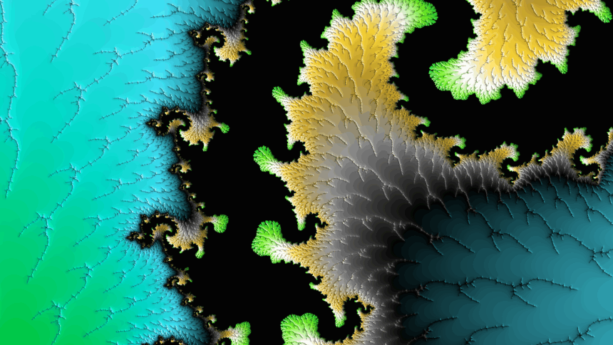 schwarz-gelb-petrol-farbendes Fraktal