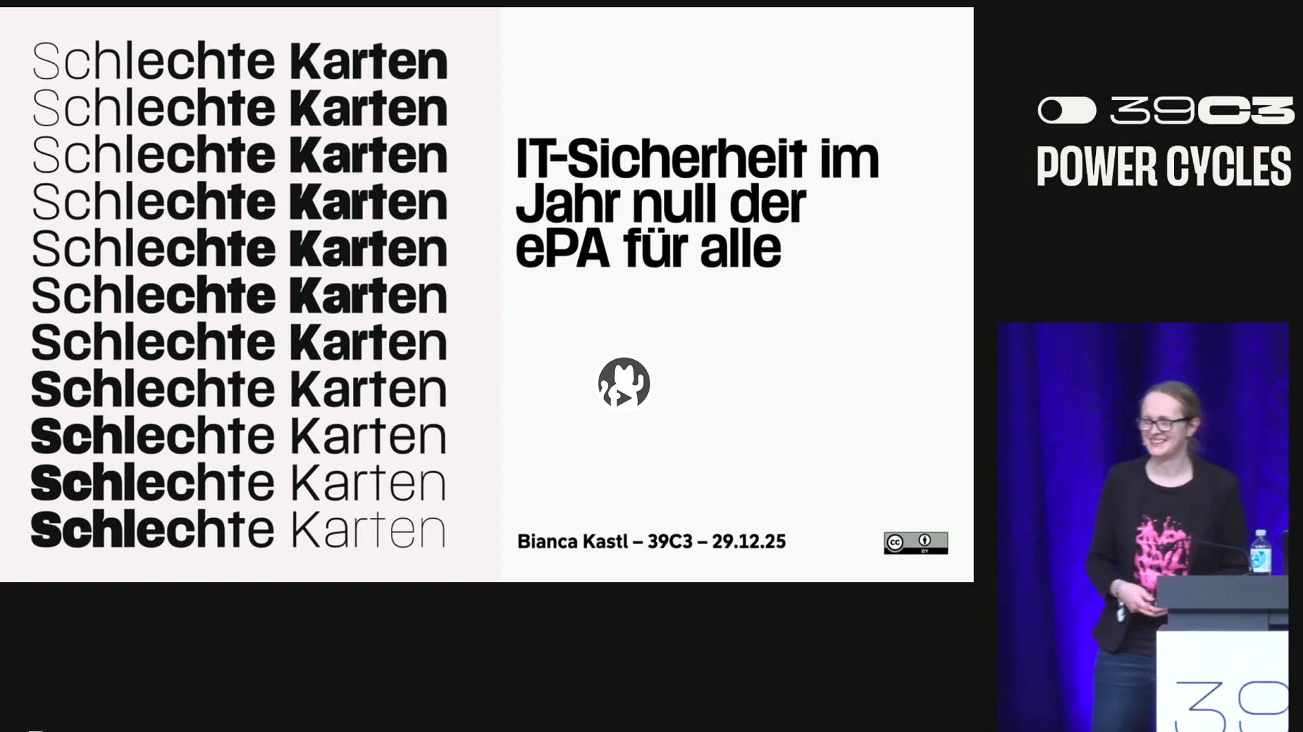 Ein Screenshot eines Vortragvideos des 39c3