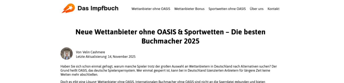 Screenshot der Impfbuch-Website, auf der nur noch Wett-Werbung zu sehen ist.