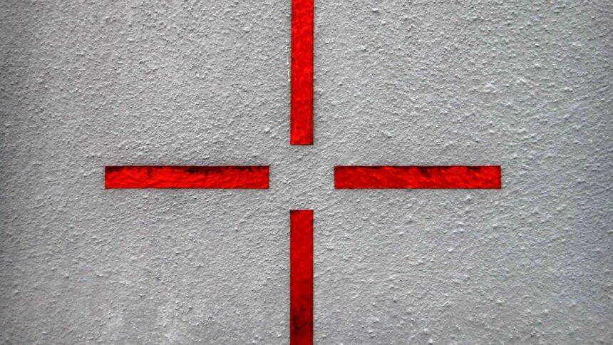 Ein rotes Fadenkreuz.