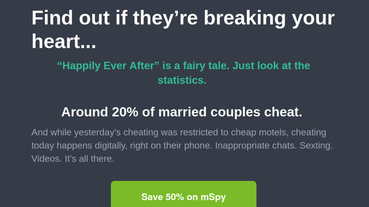 mSpy-Werbung: "Find out, if they're breaking your heart"