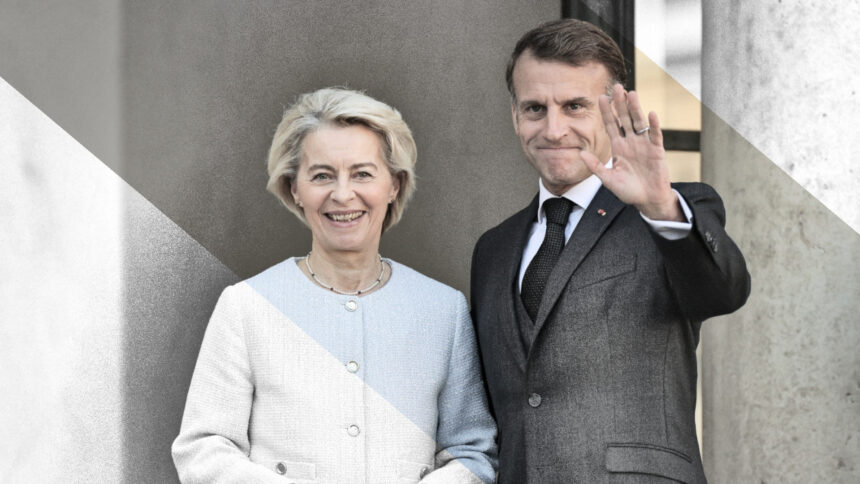 Porträt von Emmanuel Macron und Ursula von der Leyen.
